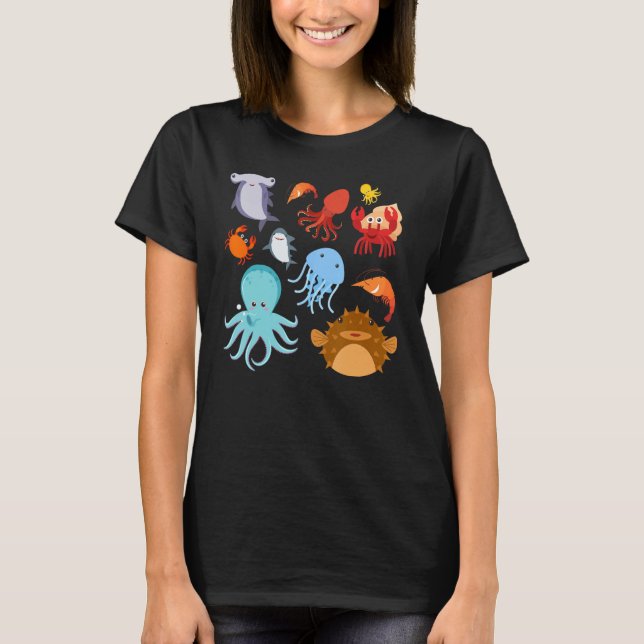 Camiseta Cute Sea Animals Ocean Creatures Clownfish (Anverso)