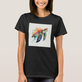 Camiseta Cute Sea Turtle Paint Splatter Illustration Colorf