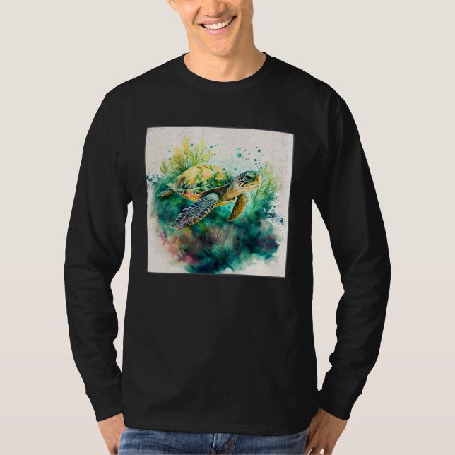 Camiseta Cute Sea Turtle Paint Splatter Illustration Colorf (Anverso)