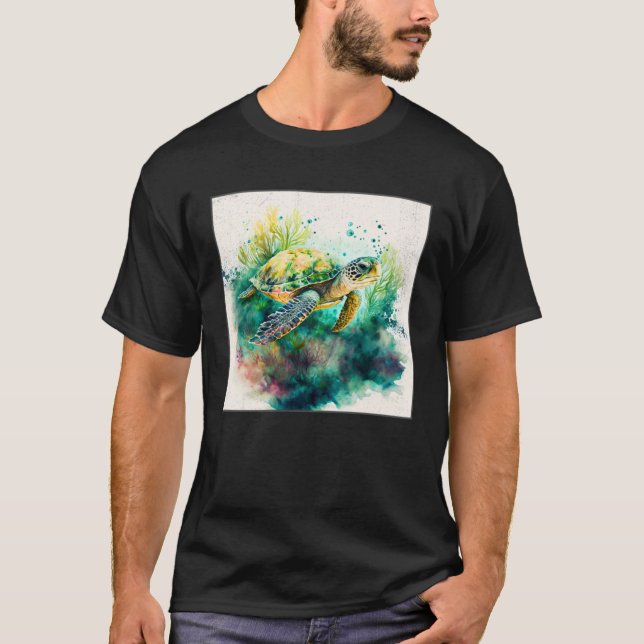 Camiseta Cute Sea Turtle Paint Splatter Illustration Colorf (Anverso)