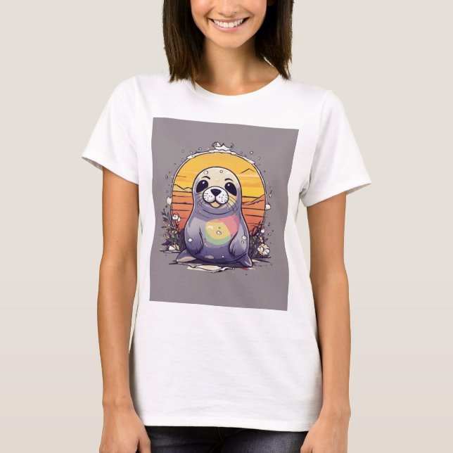 Camiseta "Cute Seal Funny Design T-Shirt - Jugativo y Cha (Anverso)