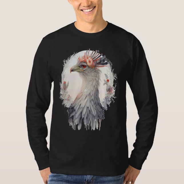 Camiseta Cute Secretary Bird Flower Crown Floral Exotic Bir (Anverso)