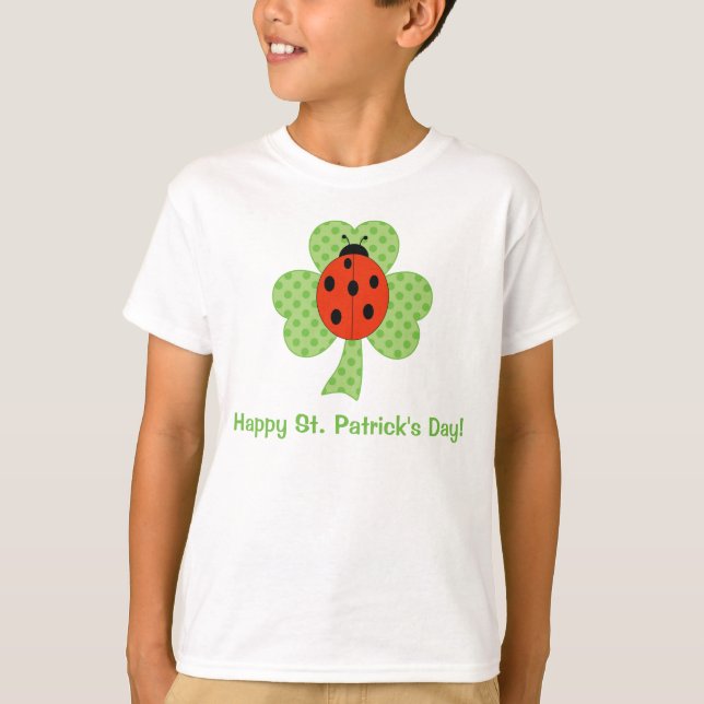 Camiseta Cute Shamrock Polka puntos St Patricks Day ladybug (Anverso)
