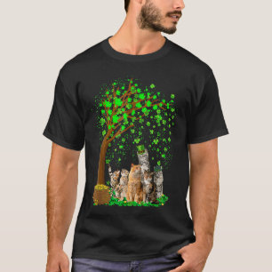 Camiseta Cute Shamrock Tree Cats Lucky Coin Pot Irish St Pa
