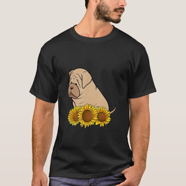 Camiseta Cute Shar Pei Dog Sunflower Graphic for Women Flor (Anverso)