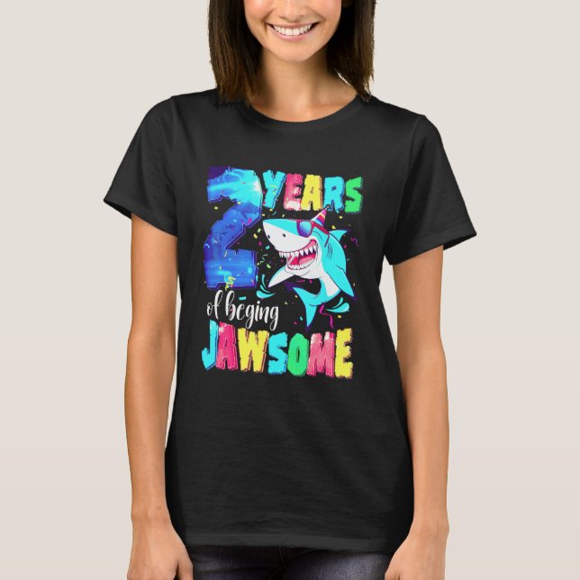 Camiseta Cute Shark Birthday 2 Year Old Boys Girls 2nd Birt (Anverso)