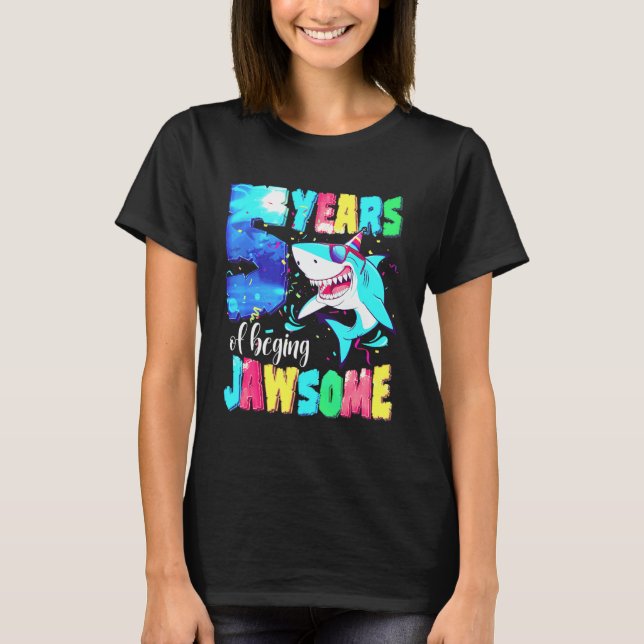 Camiseta Cute Shark Birthday 5 Year Old Boys Girls 5th Birt (Anverso)