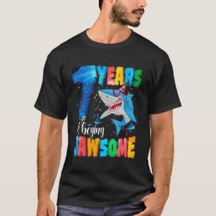 Camiseta Cute Shark Cumpleaños Chicas de niños de 7 años de