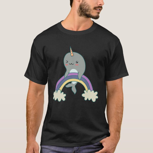 Camiseta cute shark sharks funny rainbow (Anverso)