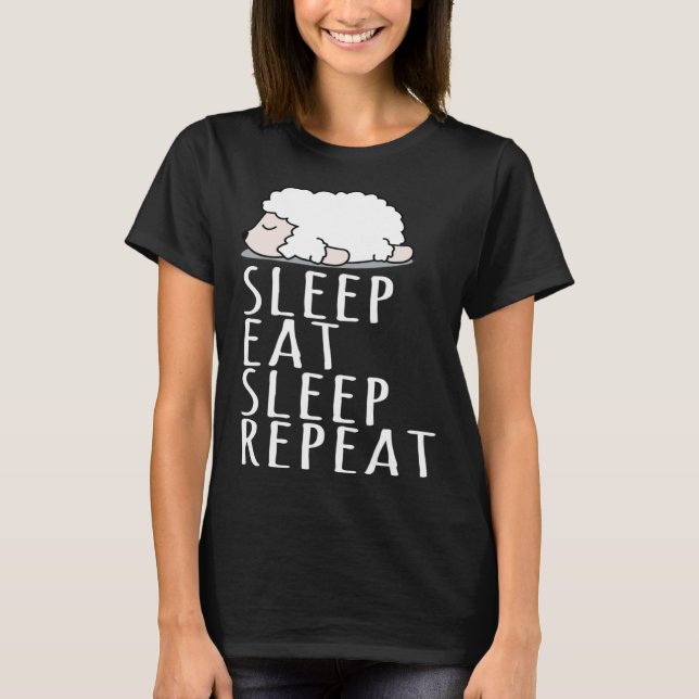 Camiseta Cute sheep sleep eat repeat saying nightdress (Anverso)