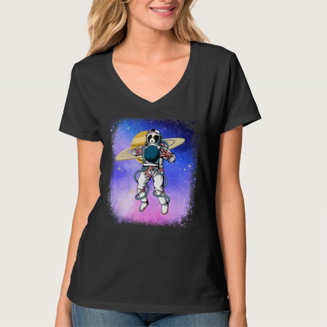 Camiseta Cute Sheepadoodle Dog & Astronauta Helmet Galaxy O (Anverso)