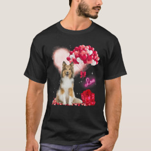 Camiseta Cute Shetland Sheepdog Balloon Heart Valentine D