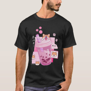 Camiseta Cute Shiba Inu Bebe Leche Té Boba Anime Japón