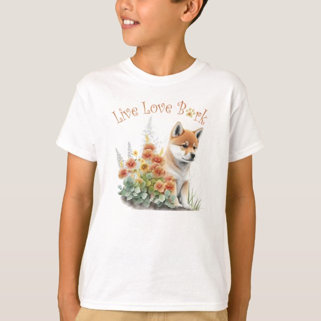 Camiseta Cute Shiba Inu Dog Floral (Anverso)