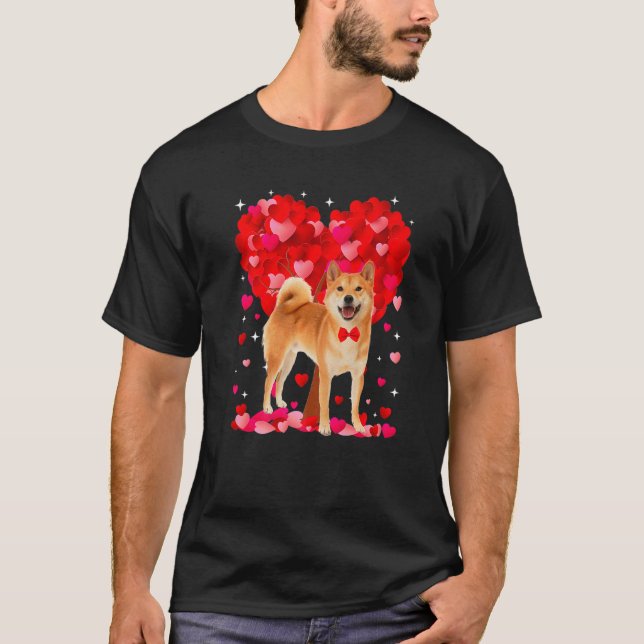 Camiseta Cute Shiba Inu Dog Valentines Day Heart Puppy Love (Anverso)
