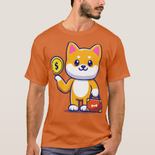 Camiseta Cute Shiba Inu Dog With Gold Coin And Suitcase Car
