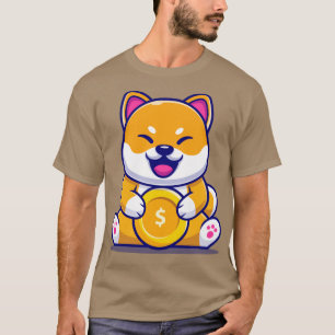 Camiseta Cute Shiba Inu Dog With Gold Coin Cartoon2
