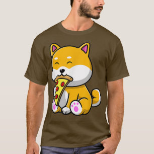 Camiseta Cute Shiba Inu Perro comiendo Pizza Divertidos niñ