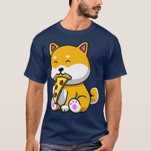 Camiseta Cute Shiba Inu Perro comiendo Pizza Divertidos niñ