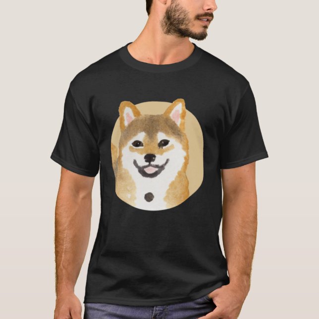 Camiseta Cute Shiba Inu Perro pintura japonesa mínimo (Anverso)