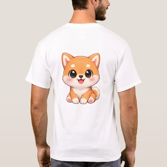 Camiseta Cute Shiba Inu Puppy Chibi Illustration T Shirt (Reverso)