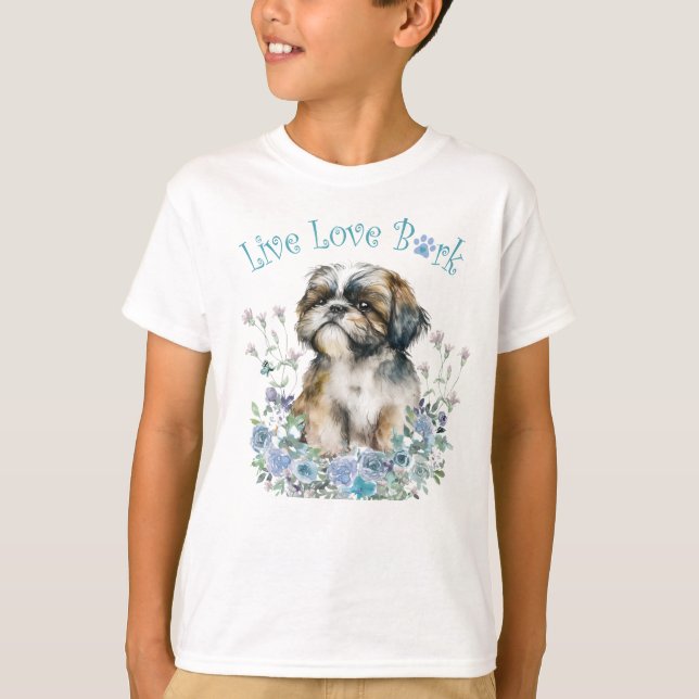 Camiseta Cute Shih Tzu Dog Floral (Anverso)