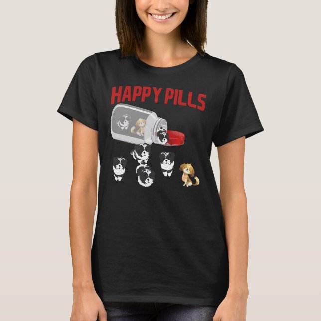 Camiseta Cute Shih Tzu Happy Pills Puppy Propietario Produc (Anverso)