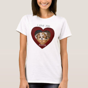 Camiseta Cute shih tzu love Valentine heart foto T-Shirt
