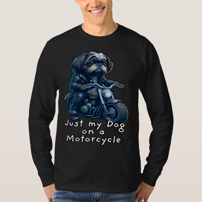 Camiseta Cute Shih Tzu ride on a motorcycle  Christmas (Anverso)