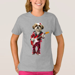 Camiseta Cute Shih Tzu Rock Star Niños 