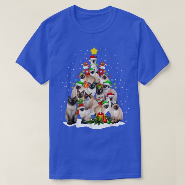 Camiseta Cute Siamese Cats Tree Merry Christmas Cat Lover  (Diseño del anverso)