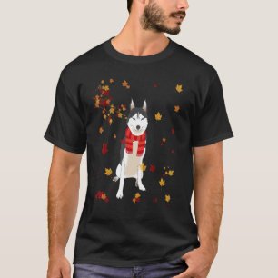 Camiseta Cute Siberian Husky Dog Autumn Acción de Gracias