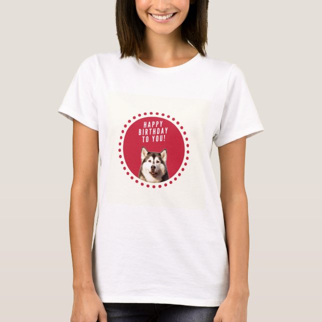 Camiseta Cute Siberian Husky Dog Feliz cumpleaños (Anverso)