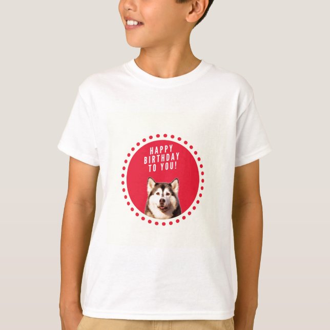Camiseta Cute Siberian Husky Dog Feliz cumpleaños (Anverso)