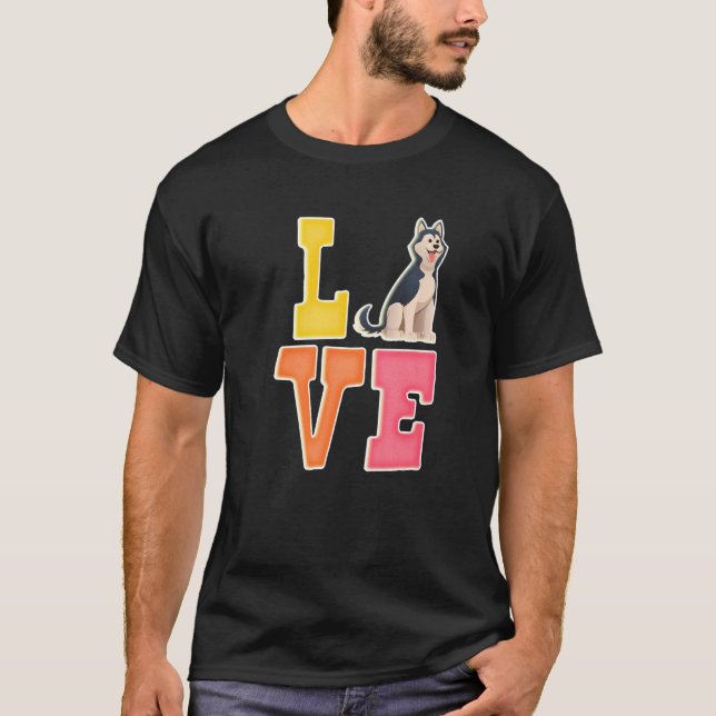 Camiseta Cute Siberian Husky Dog Love Valentine Puppy Lover (Anverso)