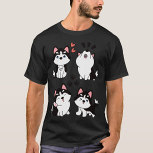 Camiseta Cute Siberian Husky Pomsky Black