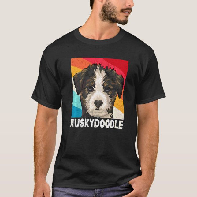 Camiseta Cute Siberian Huskydoodle Art Retro Sociabl Huskyd (Anverso)