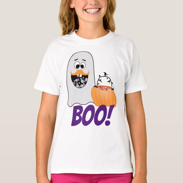 Camiseta Cute Silly Halloween Fantasma Calabaza Boo Niños (Anverso)