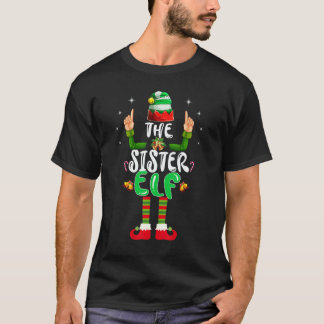 Camiseta Cute Sister Elf Matching Family Group Christmas Pa
