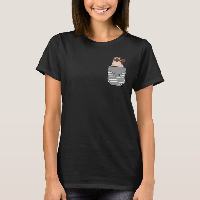 Camiseta Cute Sitting Ragdoll Cat In Pocket (Anverso)