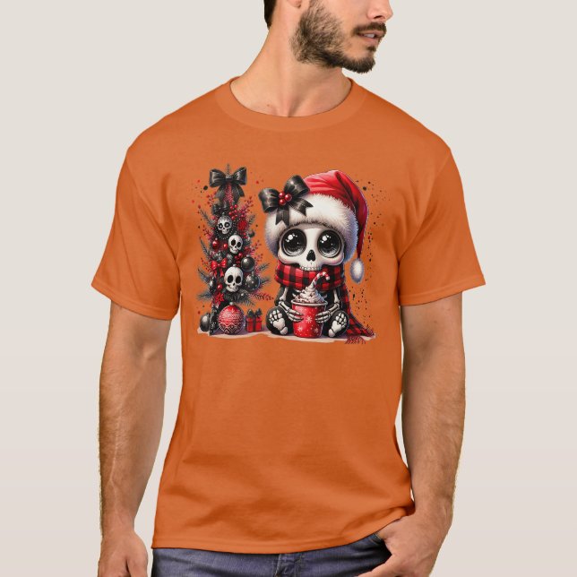 Camiseta Cute skeleton Christmas gothic Christmas tree retr (Anverso)