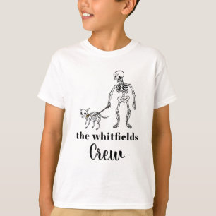 Camiseta Cute Skeleton Dog Walker Familia Halloween