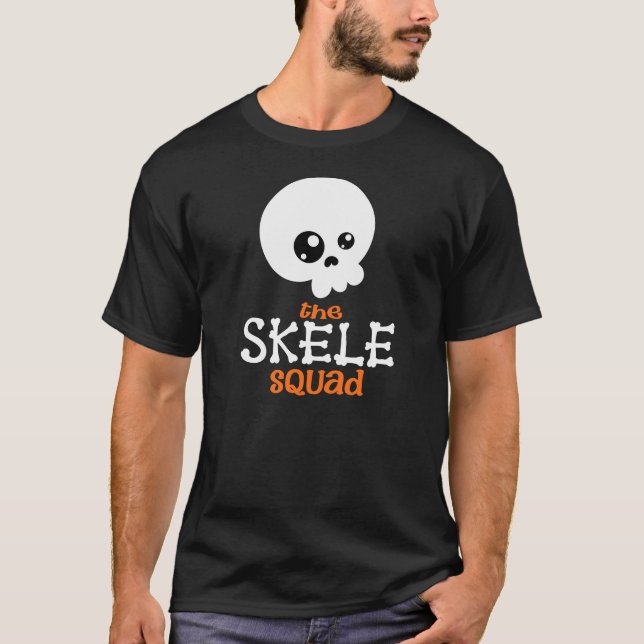Camiseta Cute Skeleton Halloween Naranja de coincidencias f (Anverso)
