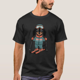 Camiseta Cute Ski Dog Cartoon Winter Art