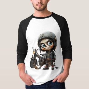 Camiseta Cute Skull Biker   Paseo bajo la luz de la luna po