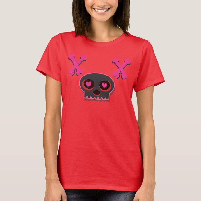 Camiseta Cute Skull con ojos de corazón (Anverso)