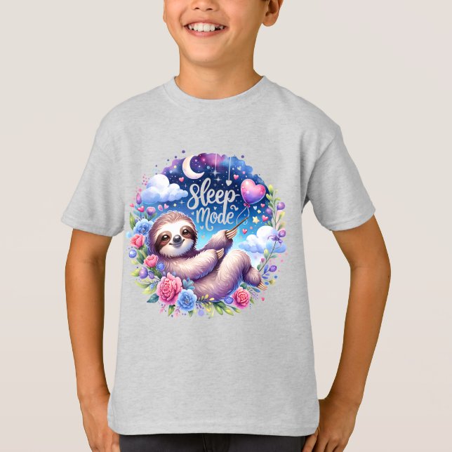 Camiseta Cute Sleep Mode Sloth Night Sky T-Shirt (Anverso)
