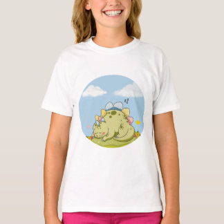 Camiseta  Cute Sleeping Baby Dinosaur Kids T-Shirt