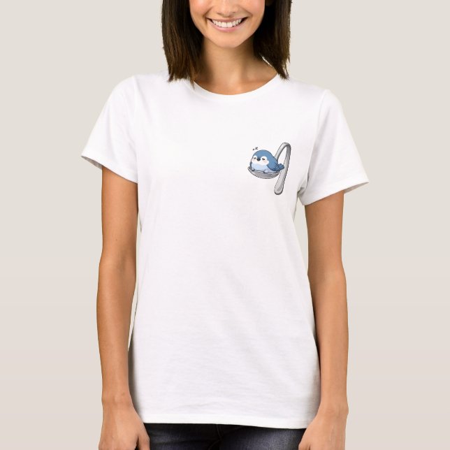 Camiseta Cute Sleeping Blue Bird Nestled in a Silver Spoon (Anverso)