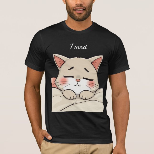 Camiseta Cute Sleeping Cat I Need a Nap Kawaii Artwork (Anverso)